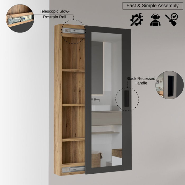 Hanah Home Estantería de Baño Pino Atlantik y Antracita Hanah Home Estantería de Baño Pino Atlantik y Antracita